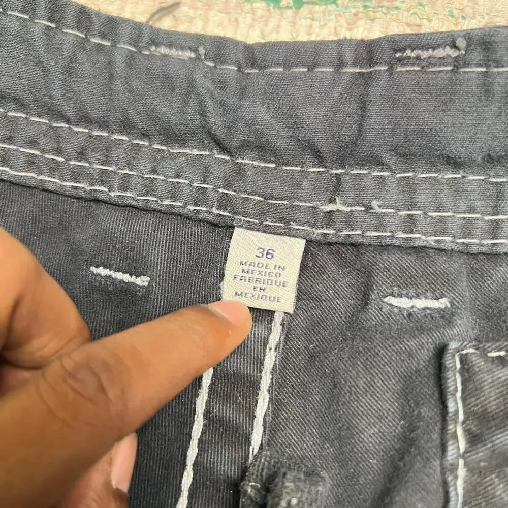 True Religion Shorts Men's 40 Jet Black Cargo Shorts Utility Pockets